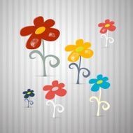 Abstract Vector Flowers in Retro Style