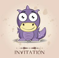 invitation with cute purple little dragon