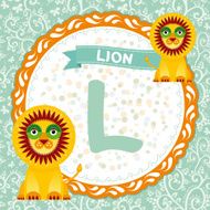 ABC animals L is lion Childrens english alphabet Vector