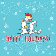 Christmas greeting card Snowman Vector illustration N2