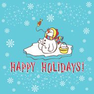 Christmas greeting card Snowman Vector illustration N3