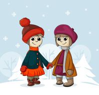 two girlfriends in winter