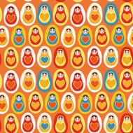 Seamless pattern orange blue red yellow Russian dolls matryoshka vector