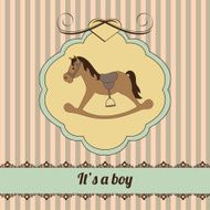 baby arrival announcement mascot horse in frame