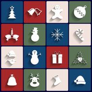 Flat icons set Christmas and New Year Vector