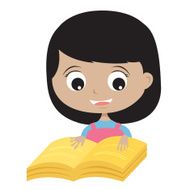 Happy Girl Reading A Book Vector