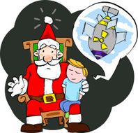 Little boy asking a atomic missile to Santa