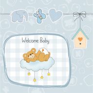 baby shower card with sleepy teddy bear N29