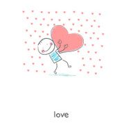 Man holding hearts Illustration