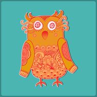 Cute Decorative Owl vector illustration Lacy bird N5