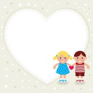 Kids with heart shape frame