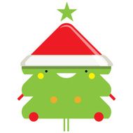 Happy simple smiling Santa Claus cartoon character