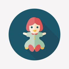 girl doll toy flat icon with long shadow eps 10 N61