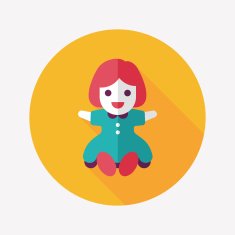 girl doll toy flat icon with long shadow eps 10 N62