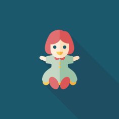 girl doll toy flat icon with long shadow eps 10 N63
