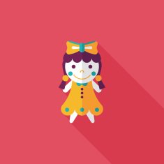 girl doll toy flat icon with long shadow eps 10 N67