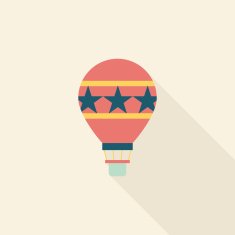 Hot Air Balloon flat icon with long shadow N20