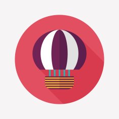 Hot Air Balloon flat icon with long shadow N22