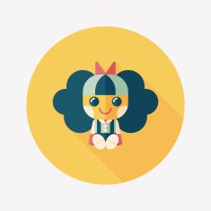 girl doll toy flat icon with long shadow eps 10 N68