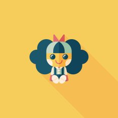 girl doll toy flat icon with long shadow eps 10 N70