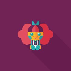 girl doll toy flat icon with long shadow eps 10 N71