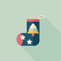 Christmas stocking flat icon with long shadow eps10 N63