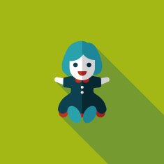 girl doll toy flat icon with long shadow eps 10 N76