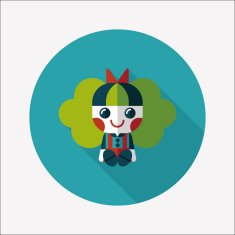 girl doll toy flat icon with long shadow eps 10 N81