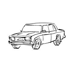 Monochrome hand drawn car on white background black and