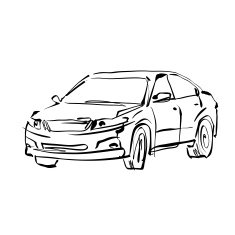 Monochrome hand drawn car on white background black and N2