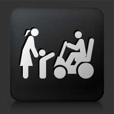 Black Square Button with Family Icon N15