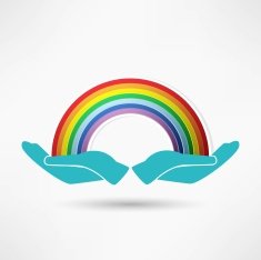 hands on background of the colorful rainbow N2