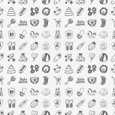 seamless doodle baby pattern N28