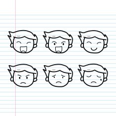 face emotion boy cartoon sketch