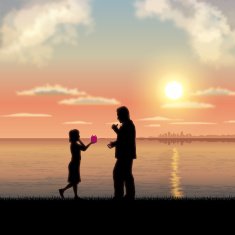 Father's Day background Father and child in the sunset N30