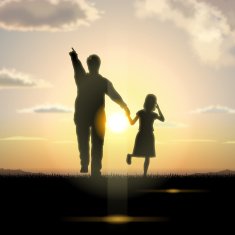 Father's Day background Father and child in the sunset N33