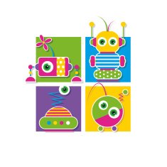 cute robots collection greeting card