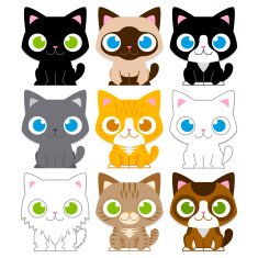 Set Of Different Adorable Cartoon Cats Isolated N3