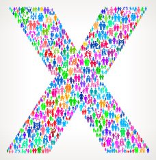Letter X on vector family pattern Background