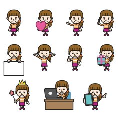 Girl character various poses N4