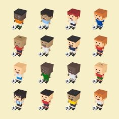 soccer boy block isometric cartoon character N75