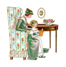 Regency style mother and daughter reading