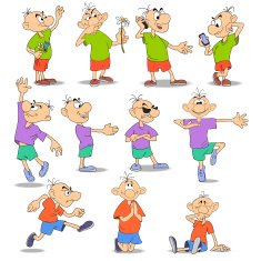Boy Cartoon illustrations of character isolated on white