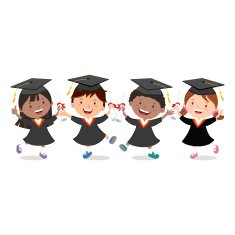 Graduation kids celebration isolated