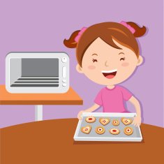 Little girl baking tarts