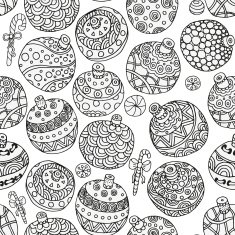 Seamless pattern for coloring book Christmas balls