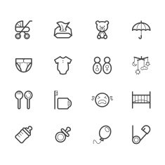 baby stuff element vector black icon set2 on white background