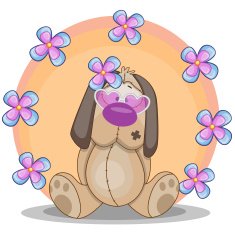 Dog with flowers N12