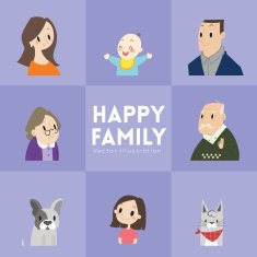 big happy family cartoon illustration N2