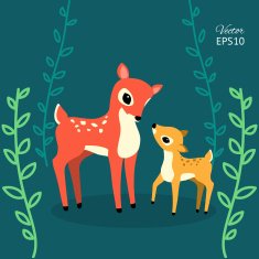 cute deers in the forest